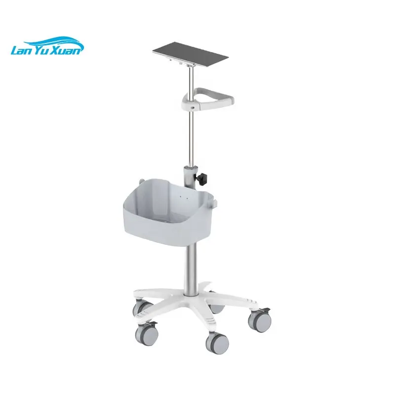 Economy Adjustable roll stand /medical trolley with updated plastic basket for option