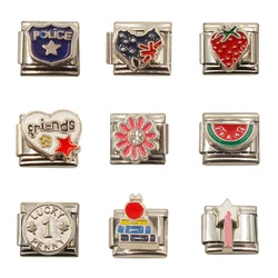 Police Fruit Country Style Italian Style Link Pendant (Suitable for 9mm Stainless Steel Bracelet) Jewelry Making DIY New Style