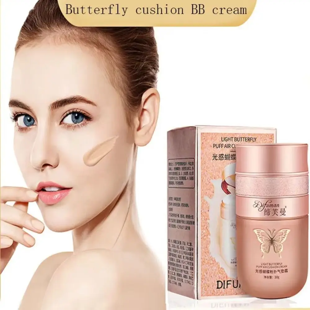 

Whitening Butterfly Cushion BB Cream Oil-control Concealer Butterfly Powder Puff Natural Finish CC Cream Moisturizing Foundation