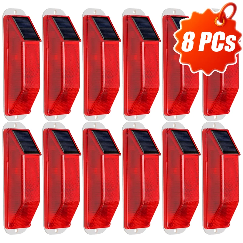 

1/8PCs Car Warning LED Lamp Strobe Solar Light Solar Warning Lamp Chip Control Bridge Night Driving Safety Traffic Caution Light