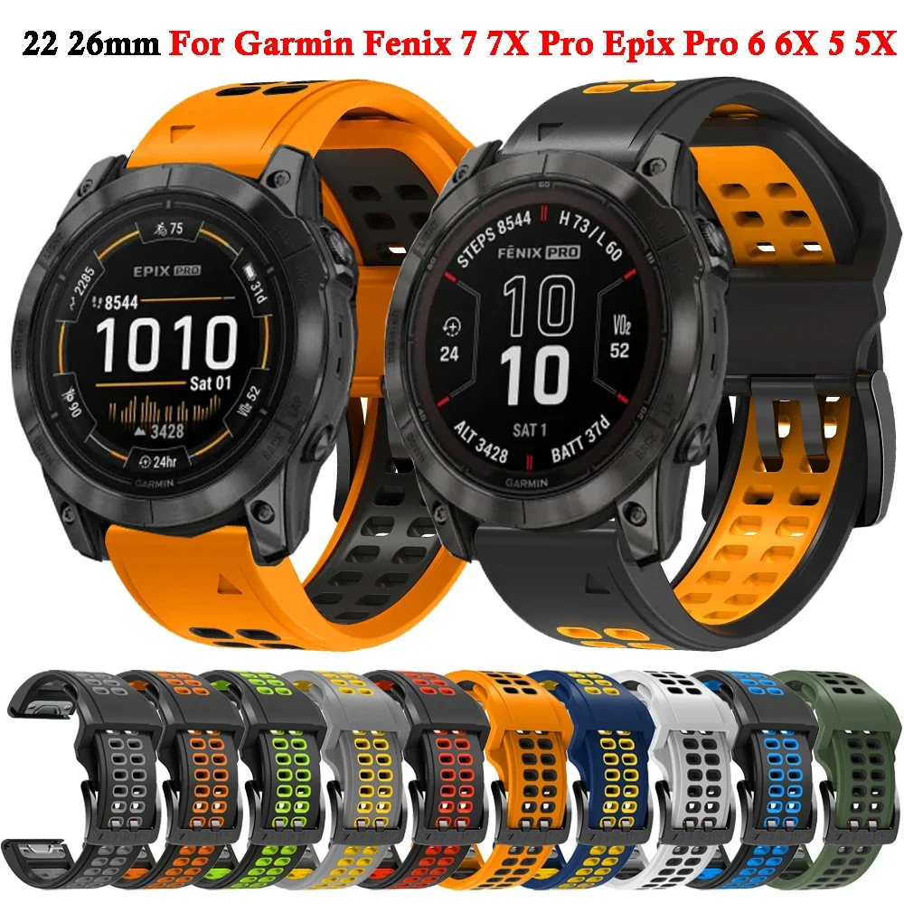 22mm 26mm QuickFit Silicone Strap for Garmin Fenix 7 7X Pro Epix Smart Watch Band Sports Bracelet For Fenix 6 6X Pro 5 5X Plus 