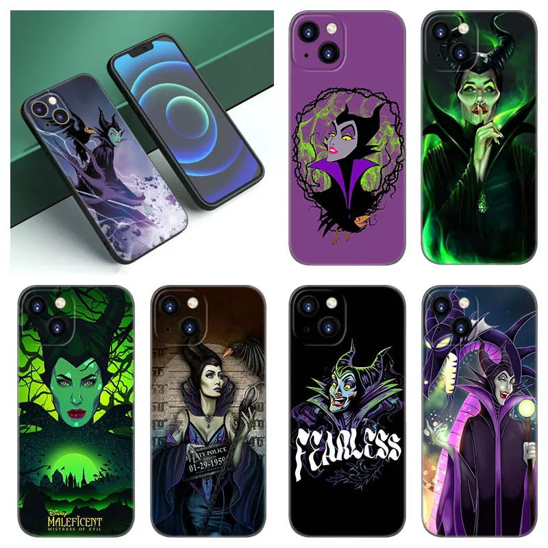 Disney Maleficent Black Silicone Phone Case For Apple iPhone 12 13 Mini 11 14 15 Pro Max 7 8 Plus X XR XS SE 2020 2022