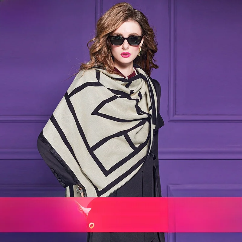 

Классический шарф-шаль с цветочным принтом для женщин: широкий, теплый, стильный дизайн, большой размер, согревающий шейный платок, элегантный стиль, полиэстер