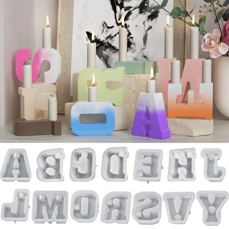 

DIY Capital Letter Shape Silicone Candle Stand Mold Desktop Ornament Candlestick Epoxy Resin Casting Mould Home Party Decor