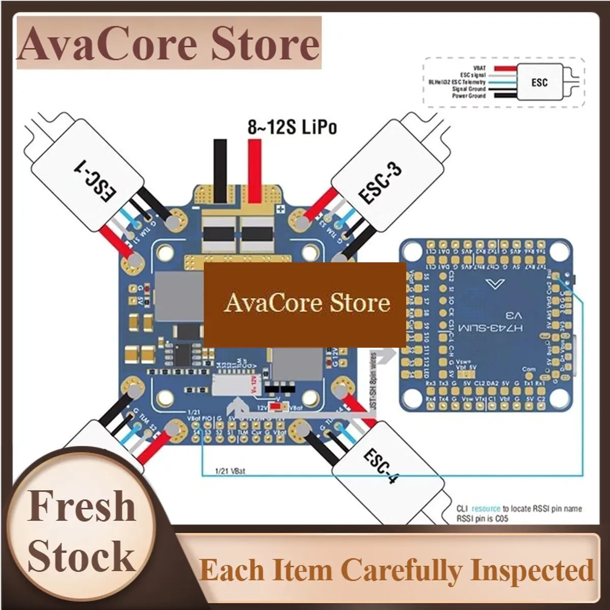 AvaCorePromotion For System XCLASS PDB FCHUB-12S V2 Board 5V & 12V Output Sensor 3-12S Lipo for RC Drone FPV Quadcopter Multicop