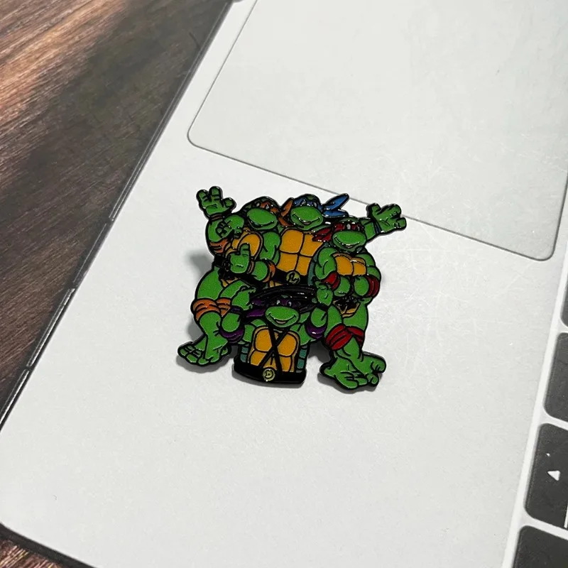Turtle Cartoon Brooch Anime Film Metal Badge Turtle Brothers Green Clothing Accessories Commemorative Peripherals Birthday Gifts