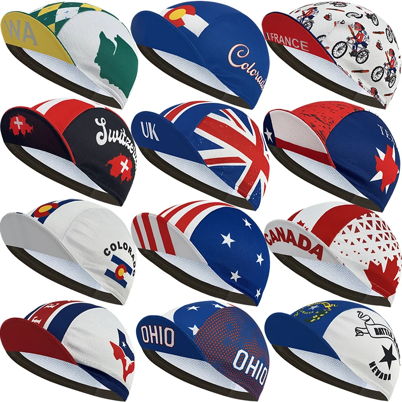 New cycling cap, polyester sweat wicking classic, popular, unisex, national flag