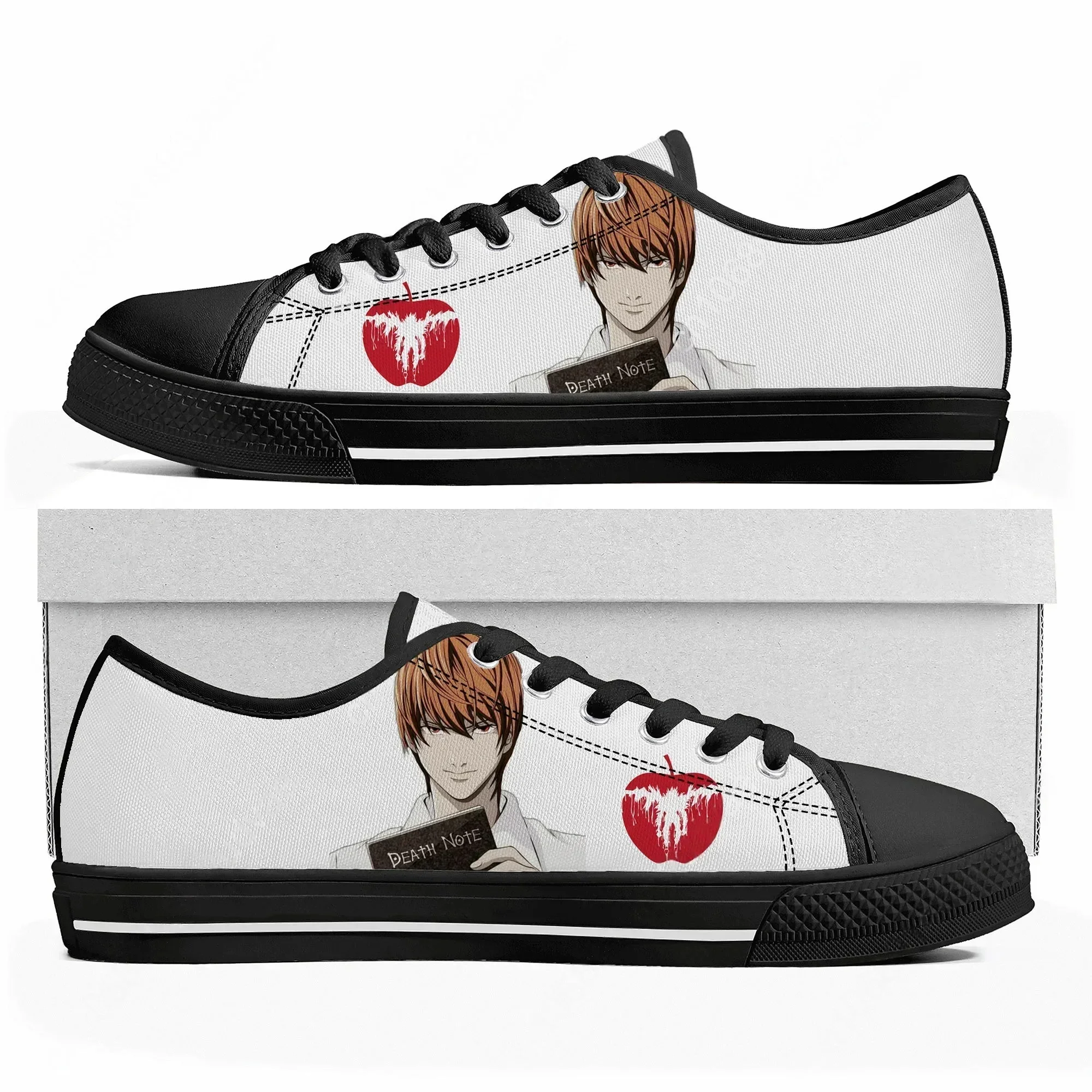 Anime Death Note Yagami Lawliet L Low Top Sneakers Mens Womens Teenager High Quality Canvas Sneaker Couple Shoes Custom Shoe