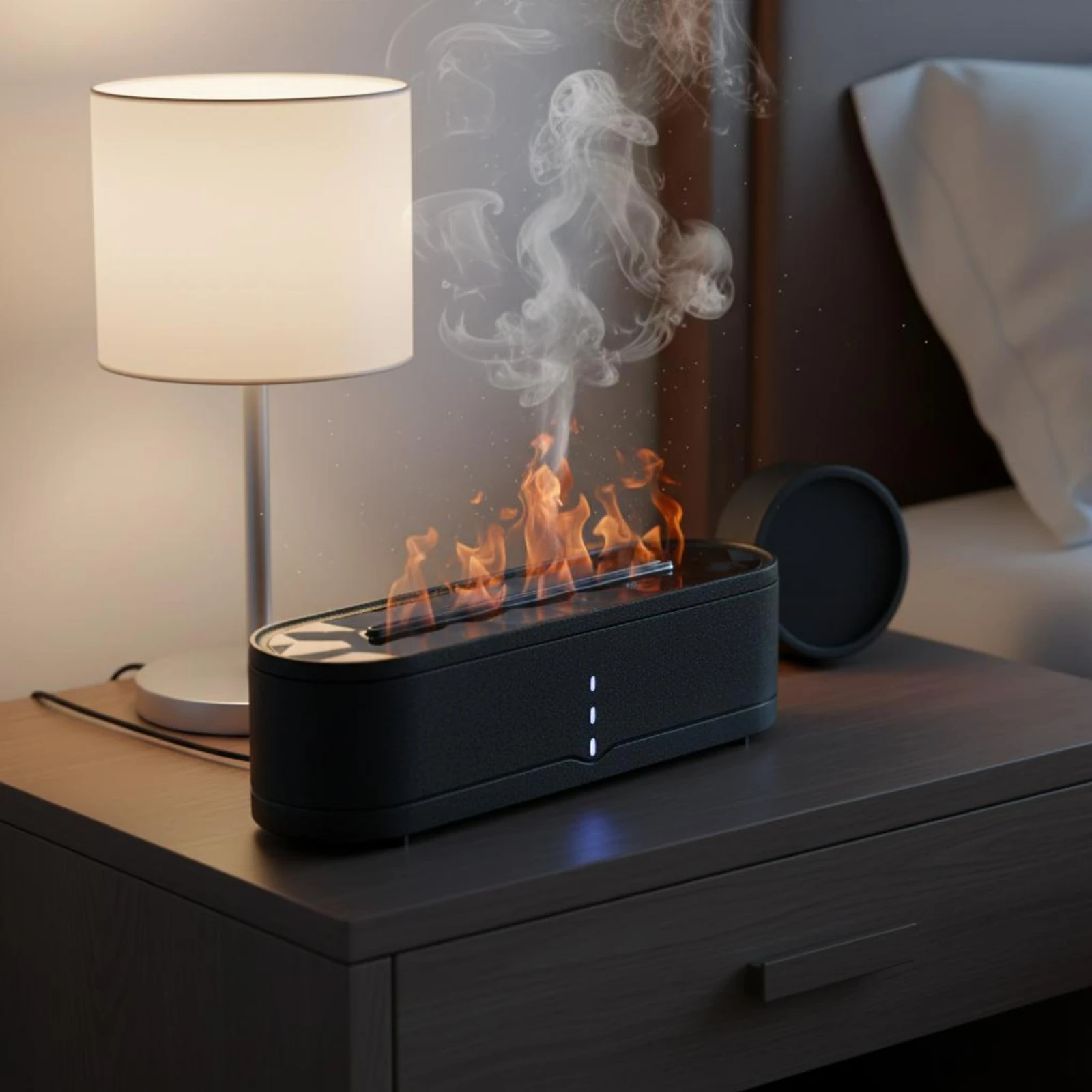 Simulated Flame Aroma Dispenser Function Flame Effect Humidifier Simulated Fire Dispenser Essential Oil Compatible