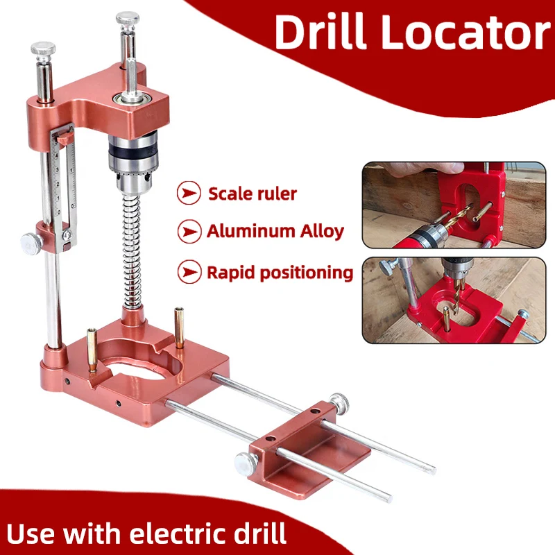 

Drill Locator with Scale Precision Drill Aluminum Alloy Drilling Guide Locator Aluminum Alloy Puncher Woodworking DIY Home Tool