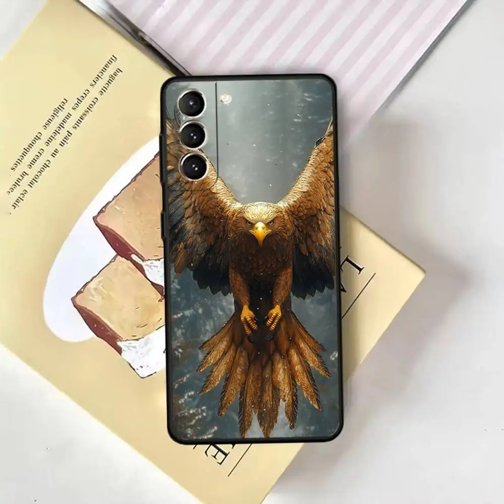 حافظة هاتف على شكل نسر رائع على شكل طيور لهاتف سامسونج جالاكسي A13,21s,22,31,32,52,53,71,72,73, غطاء أسود ناعم