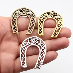 WYSIWYG 1 pz 50x39mm argento antico colore oversize Hollow Charms a ferro di cavallo pendente per gioielli che fanno risultati di gioielli fai da te