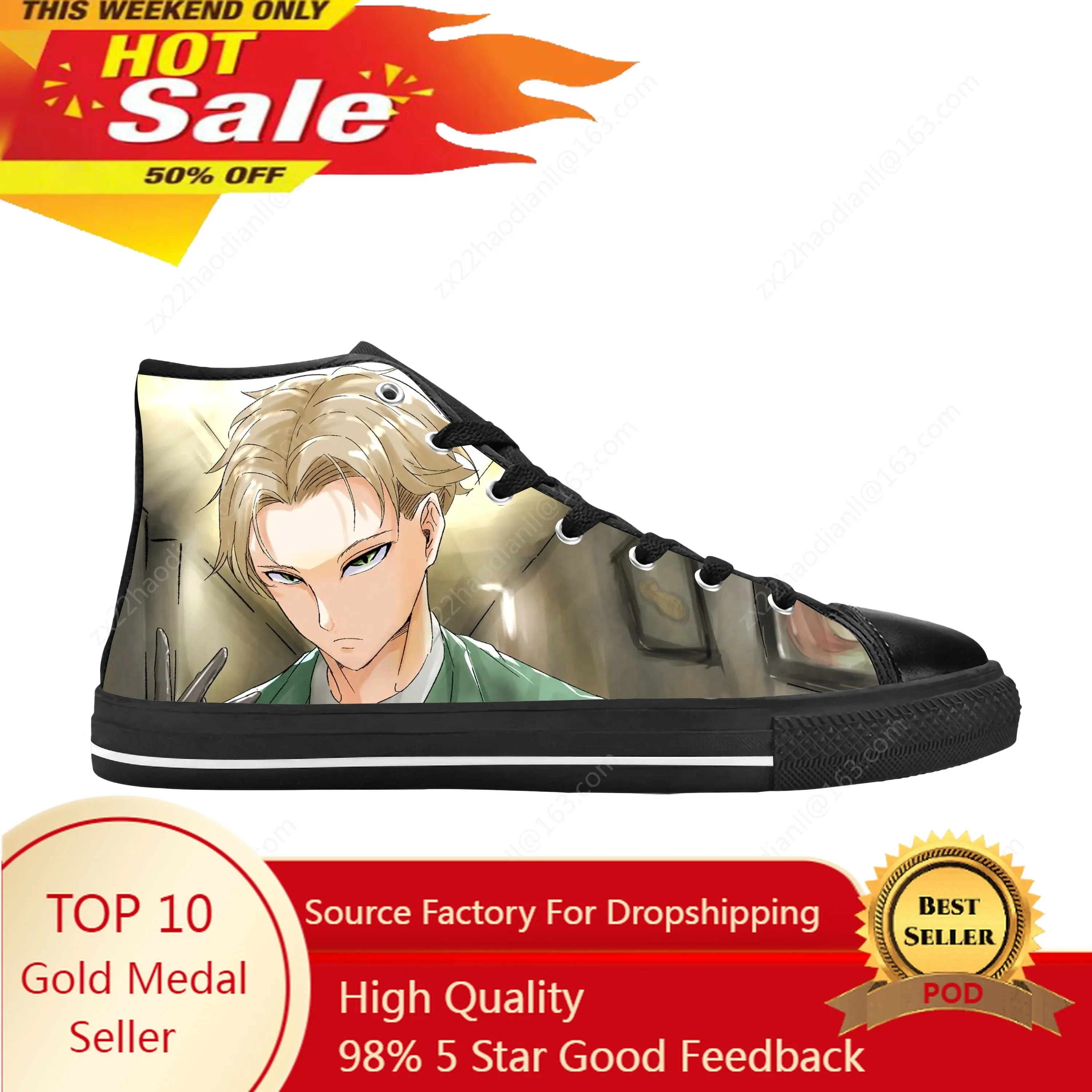 

Hot Japanese Anime Manga Spy X Family Loid Forger Casual Cloth Shoes High Top Comfortable Breathable 3D Print Men Women Sneakers