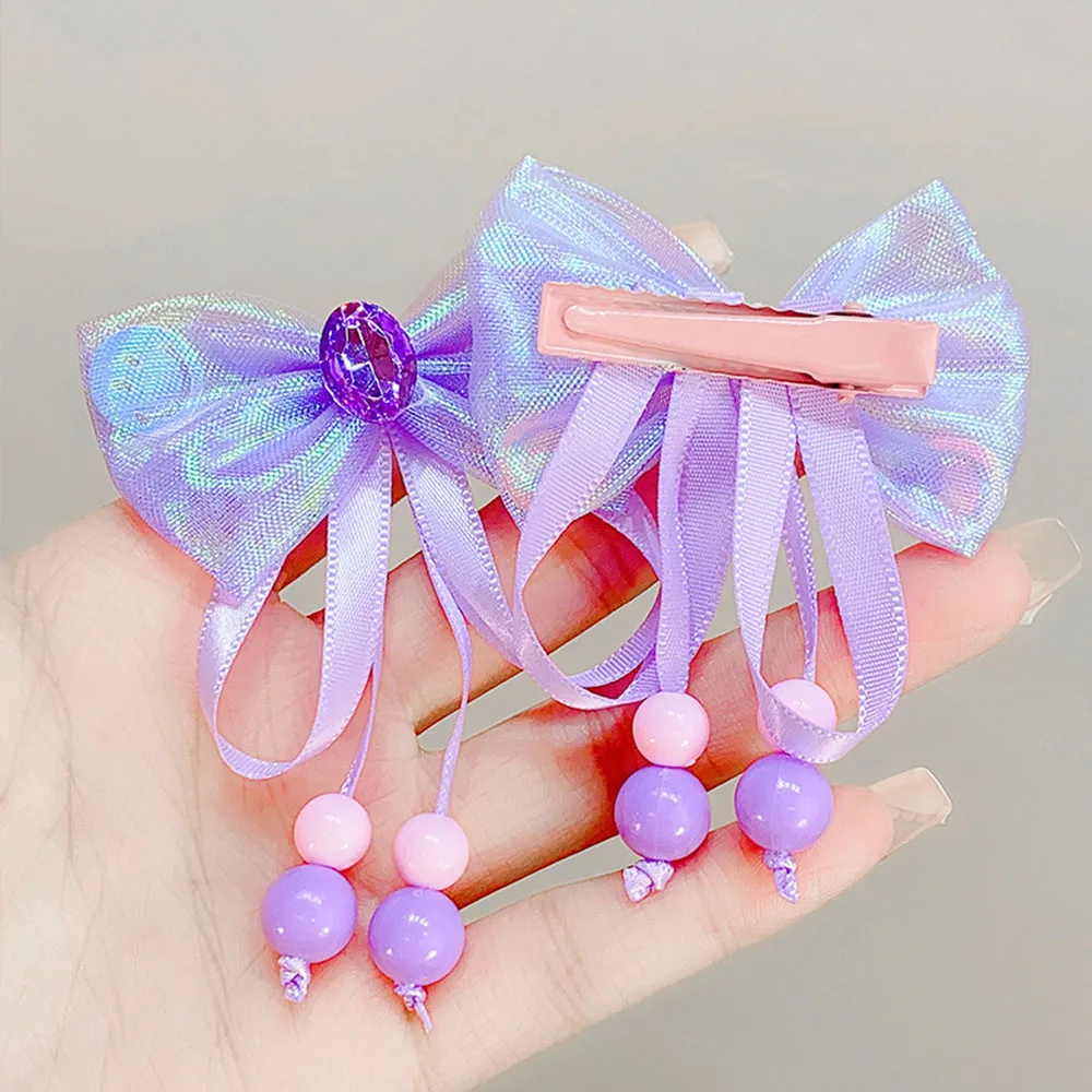 2Pcs/Set Hair Clips For Baby Girl Butterfly Ribbon Hairpins Princess Colorful Small Girl Side Clip Hair Accessoires