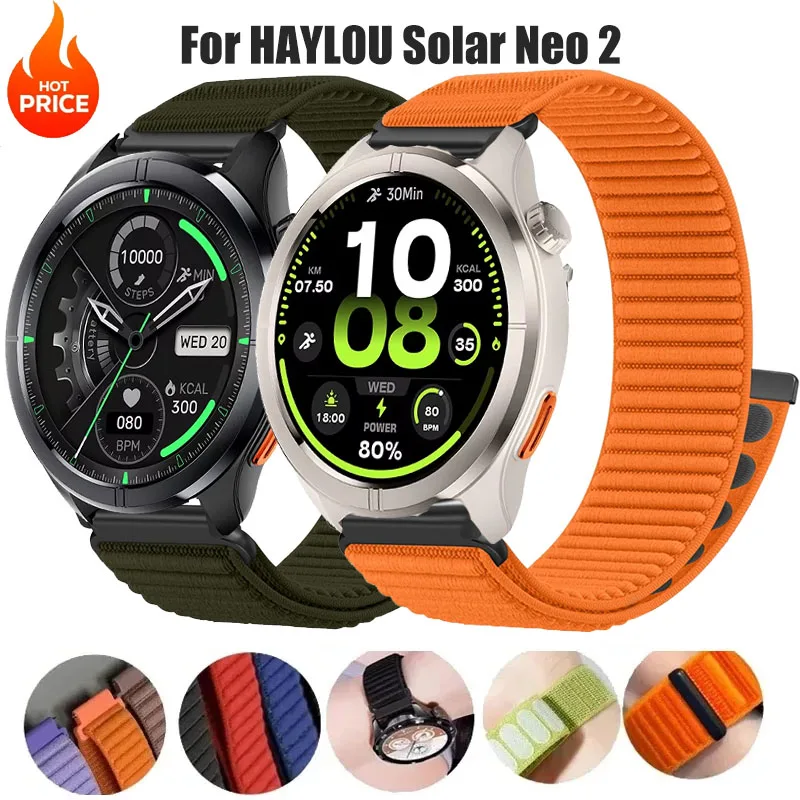 20mm 22mm gewebtes Nylon-Armband für HAYLOU Solar Neo 2 Sport-Armband für Haylou Watch 3 4 4S/Solar Lite 2/RS5 S8 S6 R8 RS4 RS4 Plus