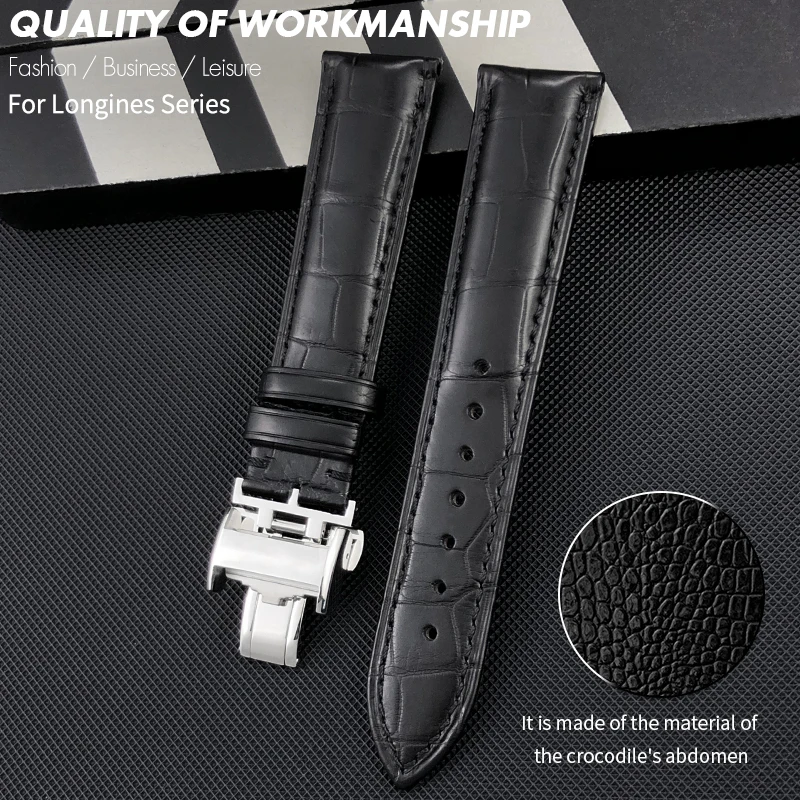 

Ремешок для часов из крокодиловой кожи из американской кожи аллигатора 16 мм 18 мм 19 мм 20 мм 21 мм 22 мм для Longines Master L2 L3 L4 L5 Ремешок для часов