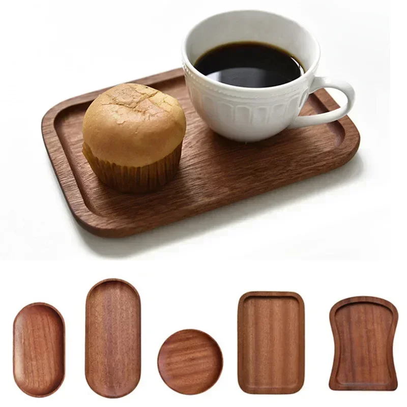 Walnut Wooden Tray Ins Wind Small Wooden Plate Japanese Rectangular Dinner Plate Cake Bread Coffee Tea Solid Wood Plate Tray