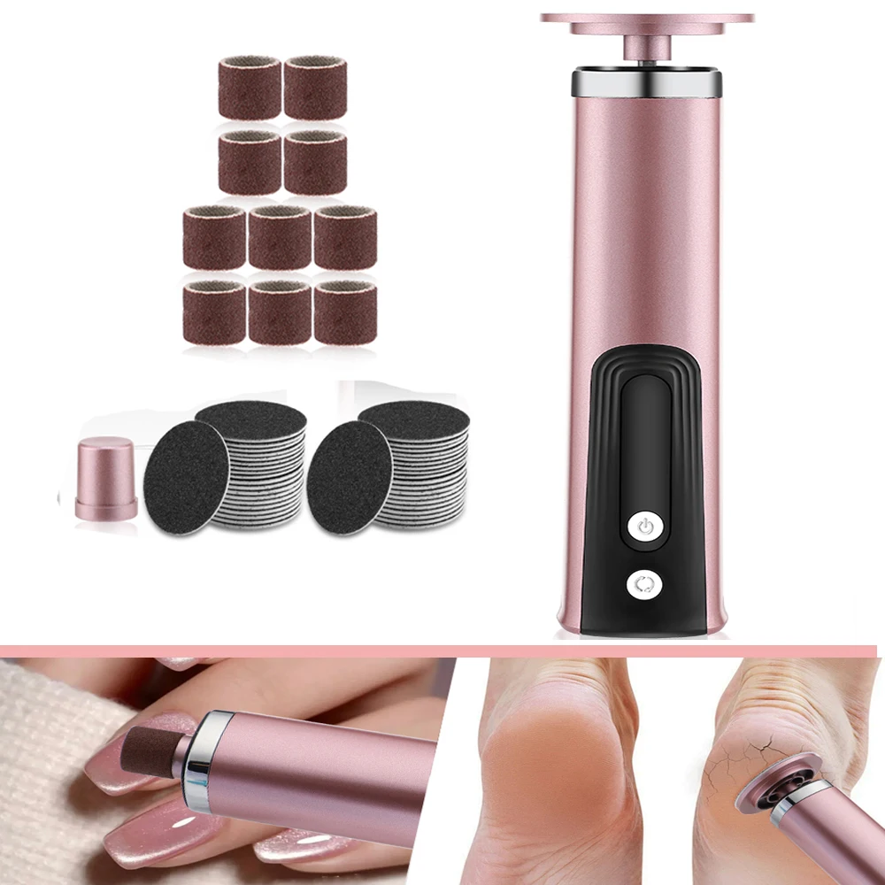 2in1 Electric File For Feet Pedicure Machine Dead Skin Remover Callus Foot Grinding Trimmer Rechargeable Foot Care Tool Scrubber