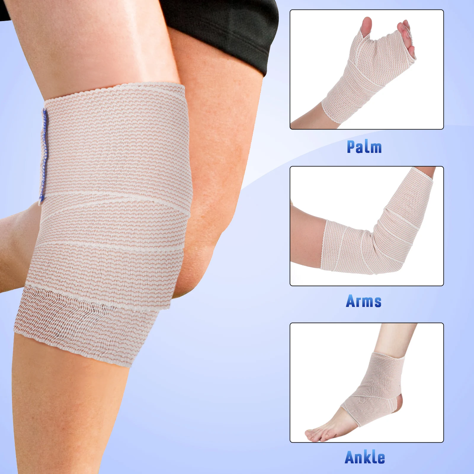 

6Rolls ElasticBandage Striped SelfAdheringWrap WristTape Baseball SportsProtection AnkleSupport PolyesterBreathable SkinFriendly