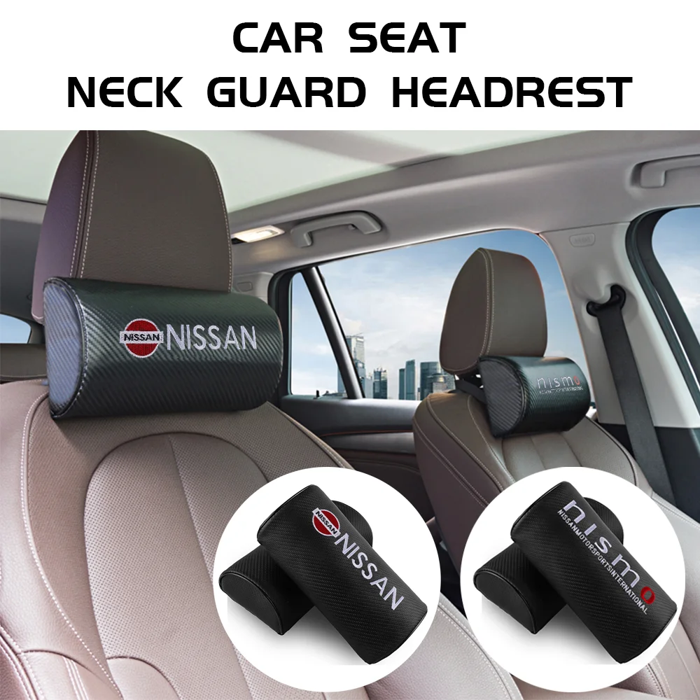 1/2pcs Car Carbon Fiber Seat Headrest Head Neck Support Pillow Cushion For Nissan Nismo Tiida Teana GTR 350Z 370Z 240SX Juke