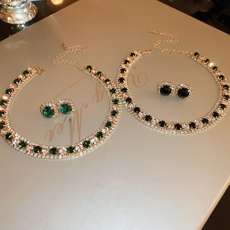 Rhinestone Necklace & Earring Set — product information 4