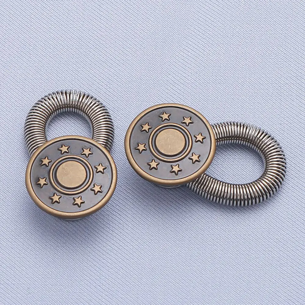 10Pcs Trousers Pants Stretch Spring Button Extender Accessories Metal Elastic Waist Extension 17mm Sewing Tool Jeans Button