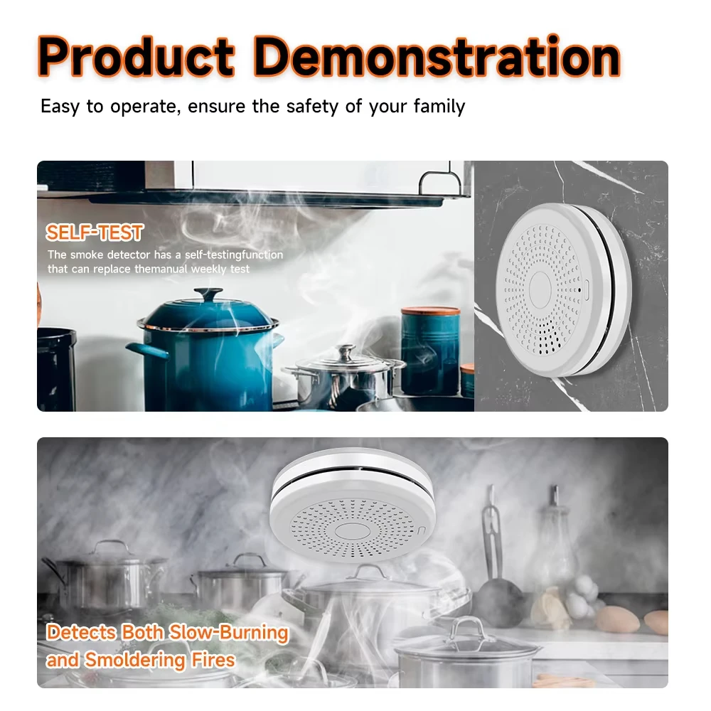 Tuya 2 in 1 Version Smoke Fire Sound Alarm Sensor WiFi Function Smoke Detector & Carbon Monoxide Co Gas Detector With Smart Life
