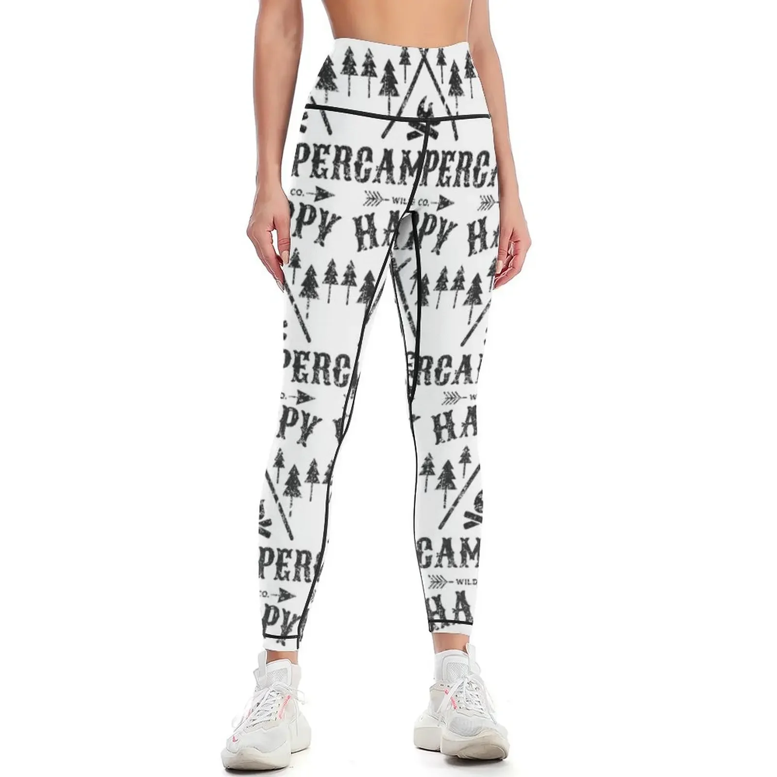 

Happy camper distressed black Leggings Leginsy push up legging push up Golf wear legging gym Womens Leggings