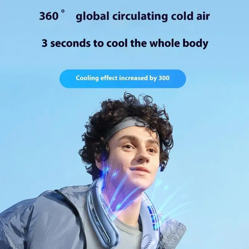 

Wearable Fan Portable Air Conditioner Cooling Fan Ergonomic Rechargeable 360 Degree Wearable 5 Speed Cooling N58D