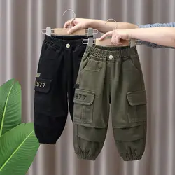 Spring and Autumn Kids Boys Pants 2024 New style Children's Handsome Cargo pants Cotton Boys Baby Casual Pants