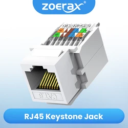 ZoeRax 6pcs Cat6 Tool-Less RJ45 Keystone Jack, No Punch-Down Tool Required Module Coupler, White