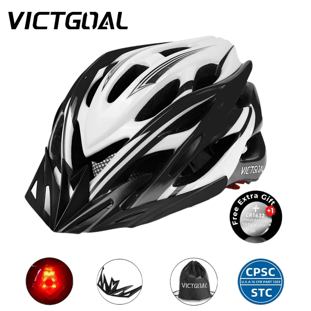 

VICTGOAL Lightweight Bike Helmets Adults Removable Sun Visor LED Backlight Cycling Caps Men Women MTB Mountain Road Bike Helmets