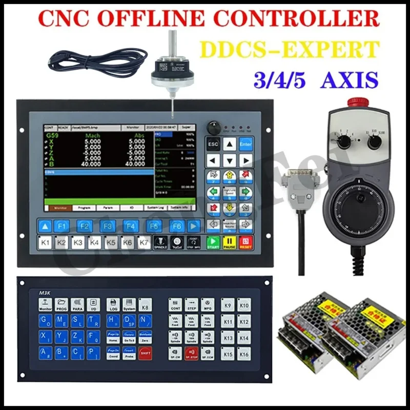 CNC Ddcs Expert V2 Offline Controller Set 3axis4axis5Axis Cnc System Newest Extended Keyboard/3d Edge Finder /Mpg Cyclmotion