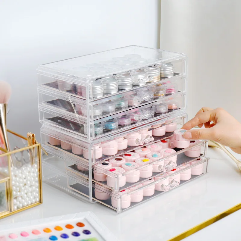 3/4 Drawers Plastic Nail Tools Organizer Box Nail Gel Polish Storage Box Nail Art Rhinestone Box Holder DIY Manicure Accessories