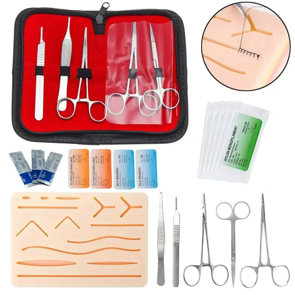 Medical Students Suture Practice Kit Surgical Training with Skin Pad Model Tool Set Educational Teaching Training Equipment