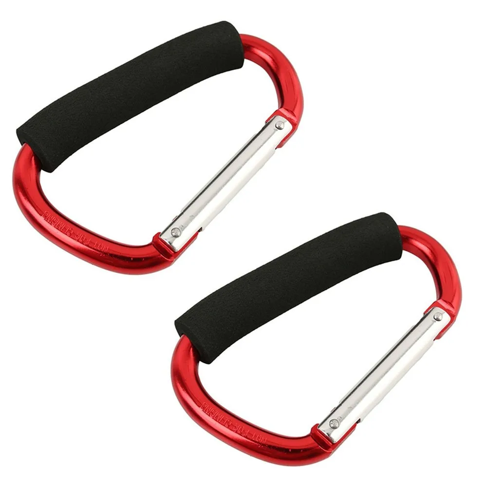 

2Pcs Multifunction Baby Stroller Hook D-Ring Sponge Handle Carriage Hanger Aluminum Alloy Soft Grip Pram Lifting Button Baby Car