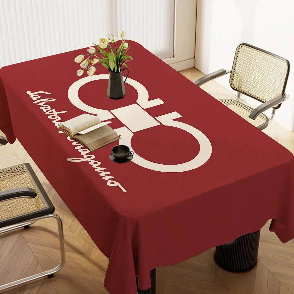 S-Salvatore F-Ferragamo Tischdecke für Geburtstag, Party, Hochzeit, Weihnachten, Tischdecke, abwischbare Schreibtischdecke, Dekor-Abdeckungen, rechteckig