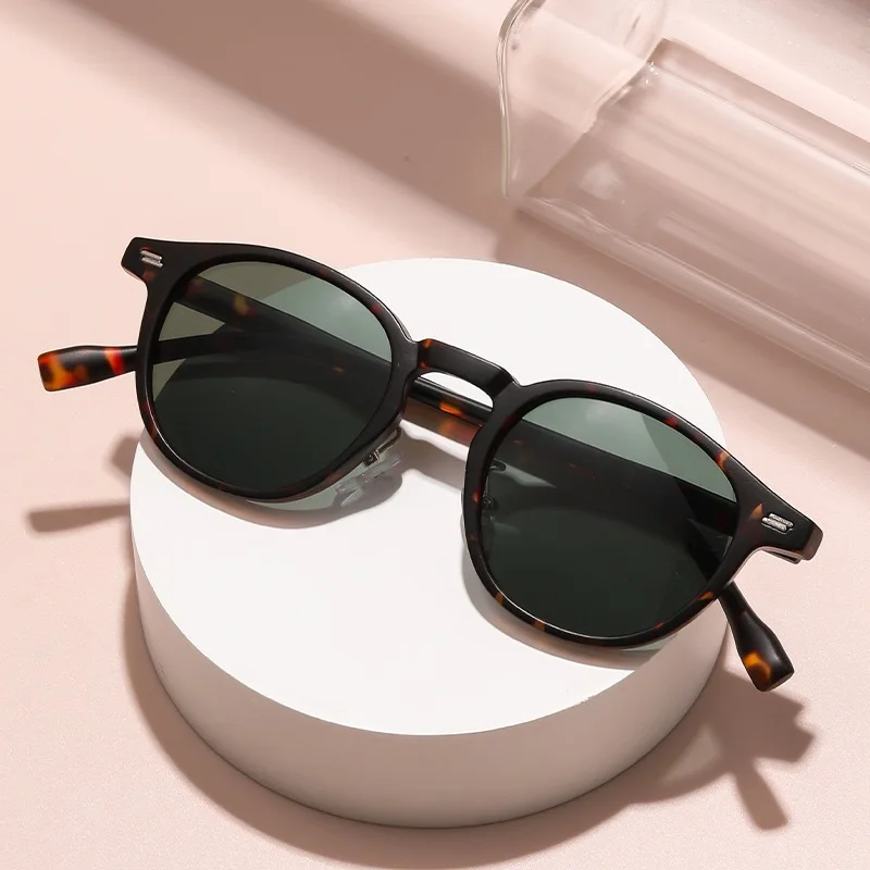 Men Women Fashion New Retro High-end Myopia Glasses Outdoor Sunscreen Sunglasses Personalized Round Frame Myopia Glasses -4.0