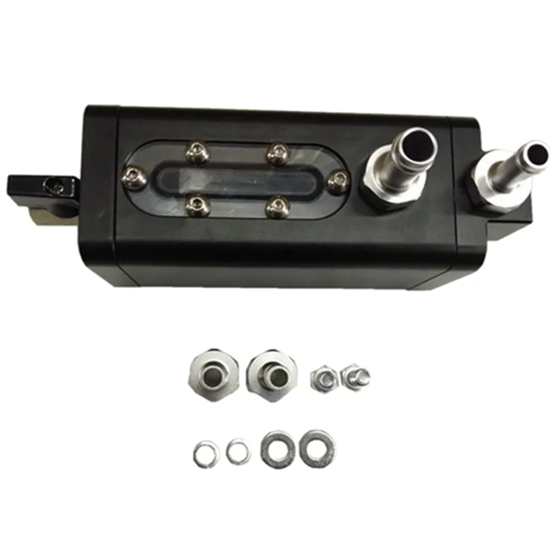 

NEW-Universal Black Car Modified Aluminum Baffled Oil Collection Tank 2 Port Black Oil Air Separator