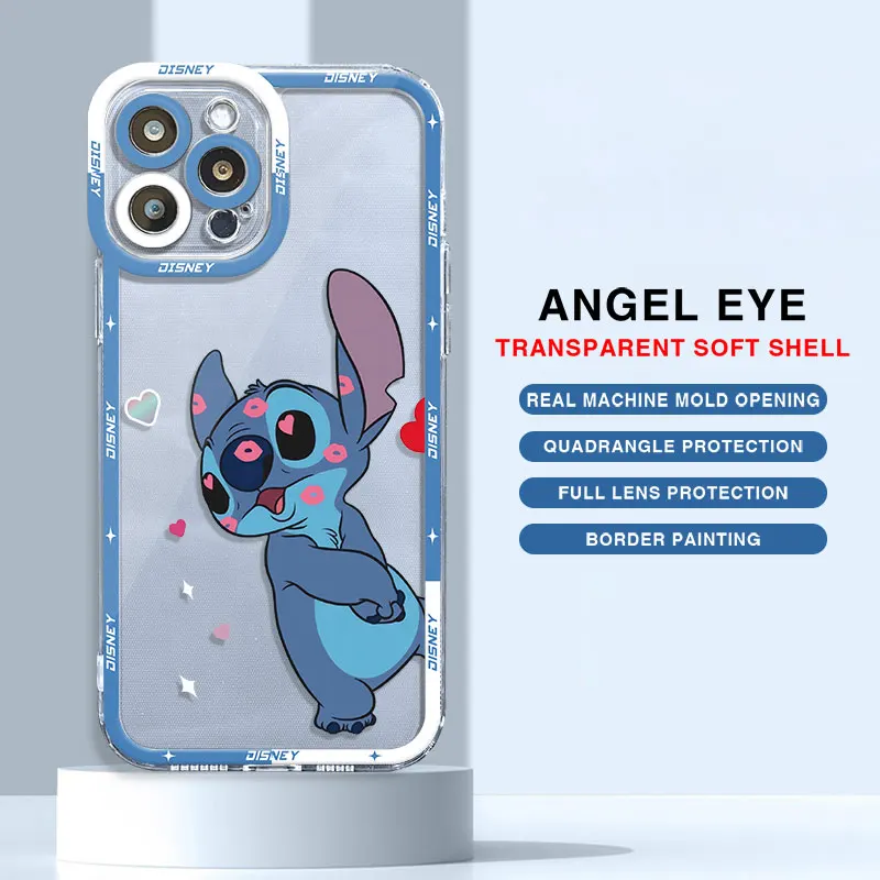 Case For Apple iPhone 11 13 15 14 Pro Max 12 Mini 7 8 Plus XR X XS SE 6 6S Angel Eye Shell Phone Cover Stitch Angel Disney Funda