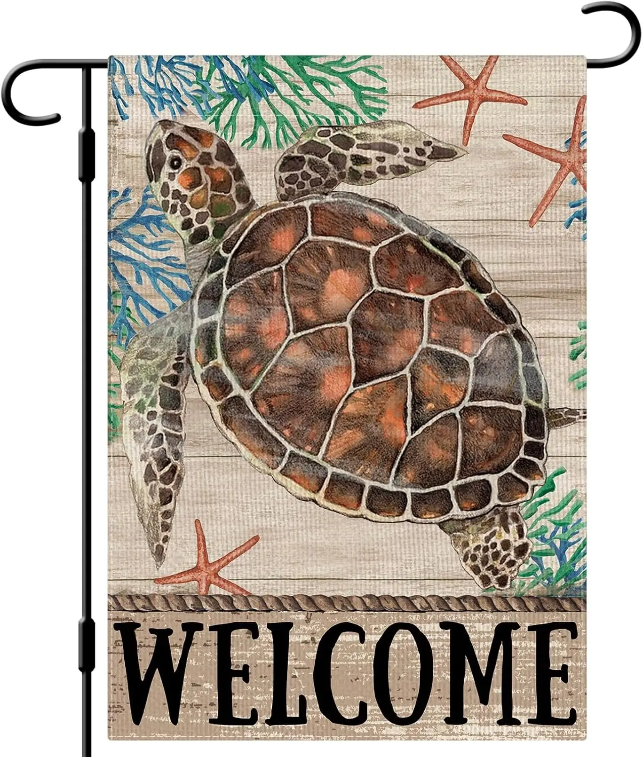 Summer Garden Flag 12×18 Inch Double Sided Vertical Burlap Welcome Summer Rustic Coastal Seasonal Tropical Ocean Yard Fla