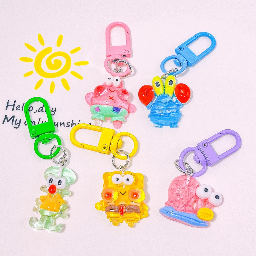

5pcs Kawaii Luminous SpongeBob SquarePants Anime Keychains, Pendants, Bag Accessories, Mobile Phone Case Decoration, Gifts