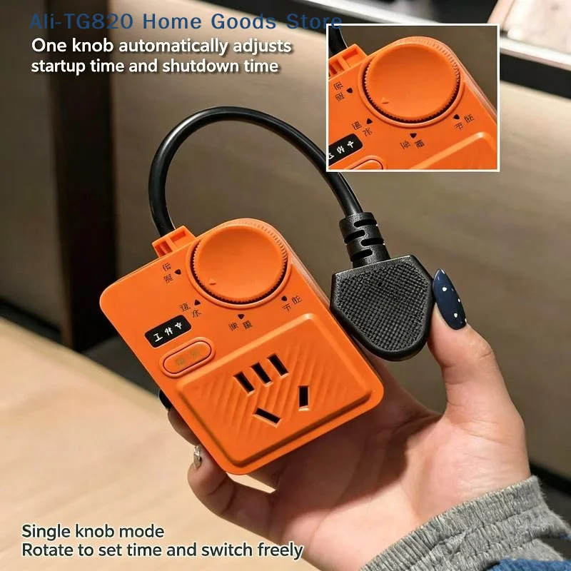 [TG820]Orange Adjustable Voltage Regulator Power Socket With Control Knob Overload Protection For Home Office Dorm Use