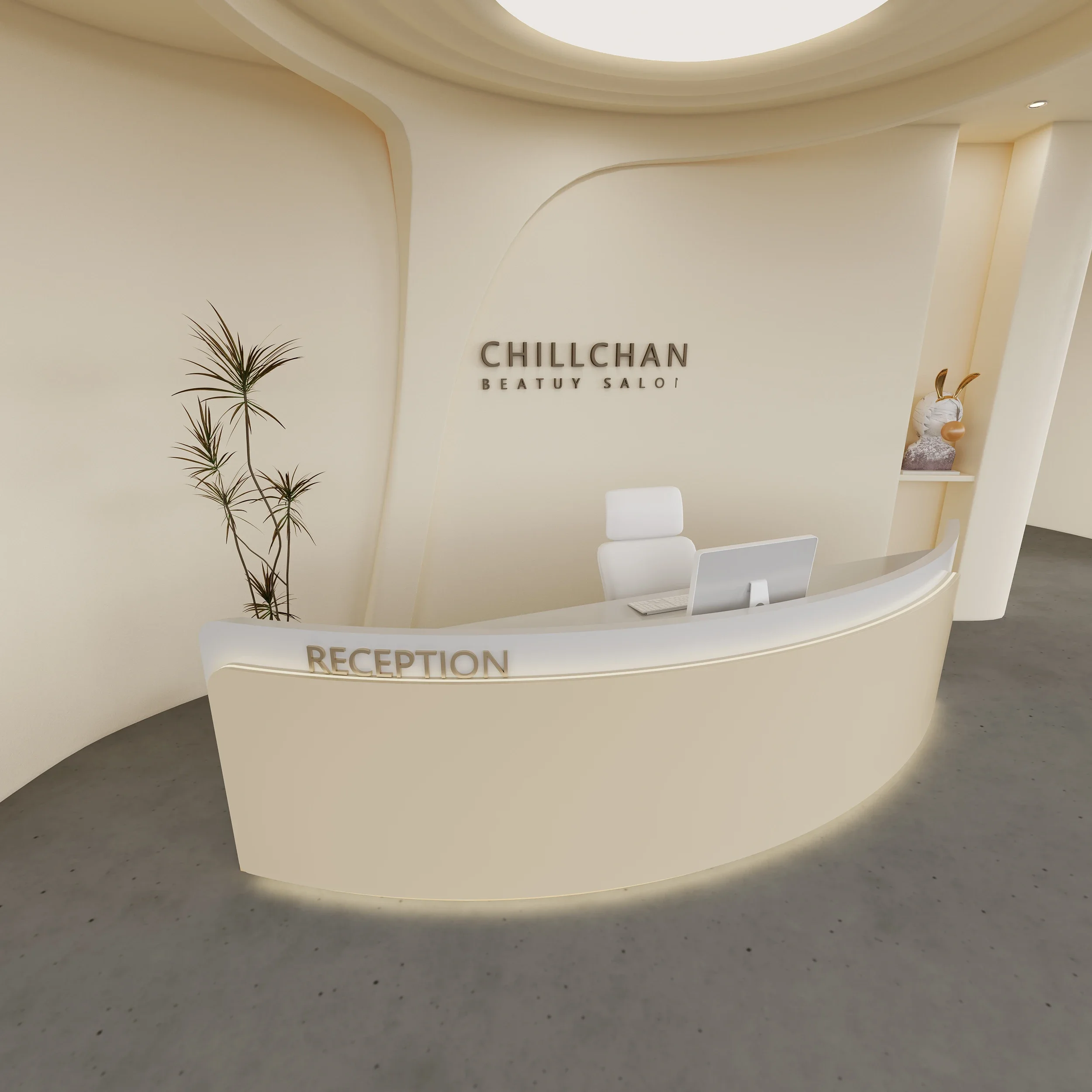 FG11Simple and Light Luxury Semicircle Front Desk Dance Art Beauty Salon Circular Arc Reception Desk