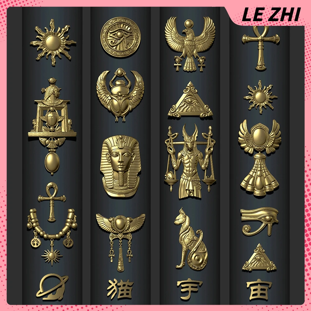 

1Pcs Vintage Egyptian Style 3D Acrylic Nails Art Silicone Mold Accessories Queen Sun Eagle Pyramid Manicure Template Mold Charm