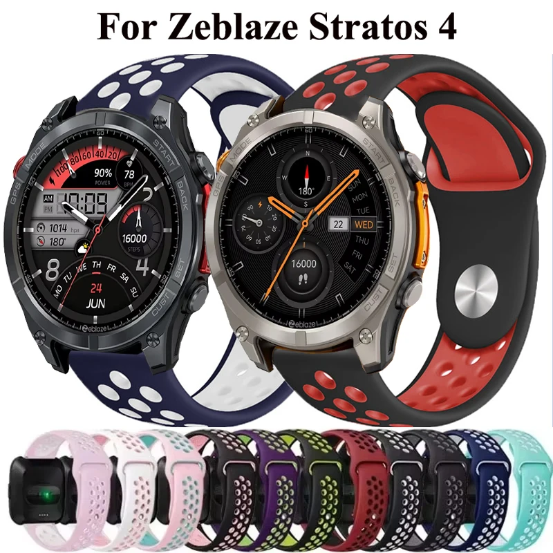 22mm Breathable Silicone Band For Zeblaze Stratos 4 3 2 Ultra Strap For Zeblaze Vibe 7 7 Pro 7 Lite Btalk Lite /GTS 3 GTR 3 Pro