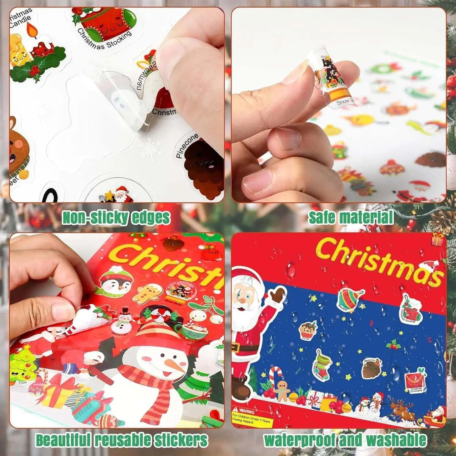Reusable Sticker Book Stocking Stuffer Party Favors Christmas Sticker Activity Book For Preschool Daycare Boys Girls Young