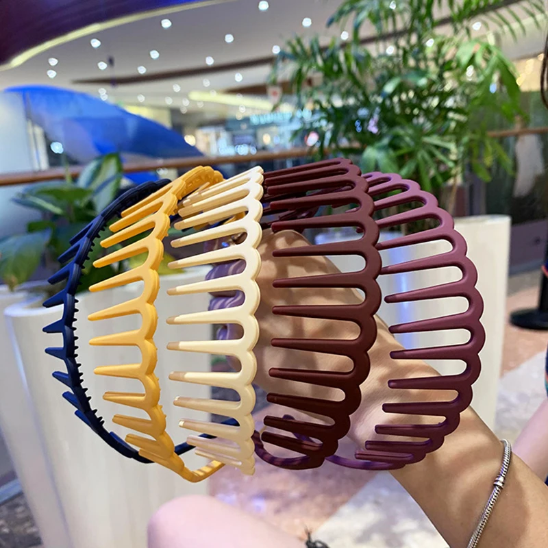 Resin Hair Comb Hairbands Hair Accessories Matte Hair Hoop with Teeth Non-slip Head Hoop Frosted Makeup Dressing Thin Headband