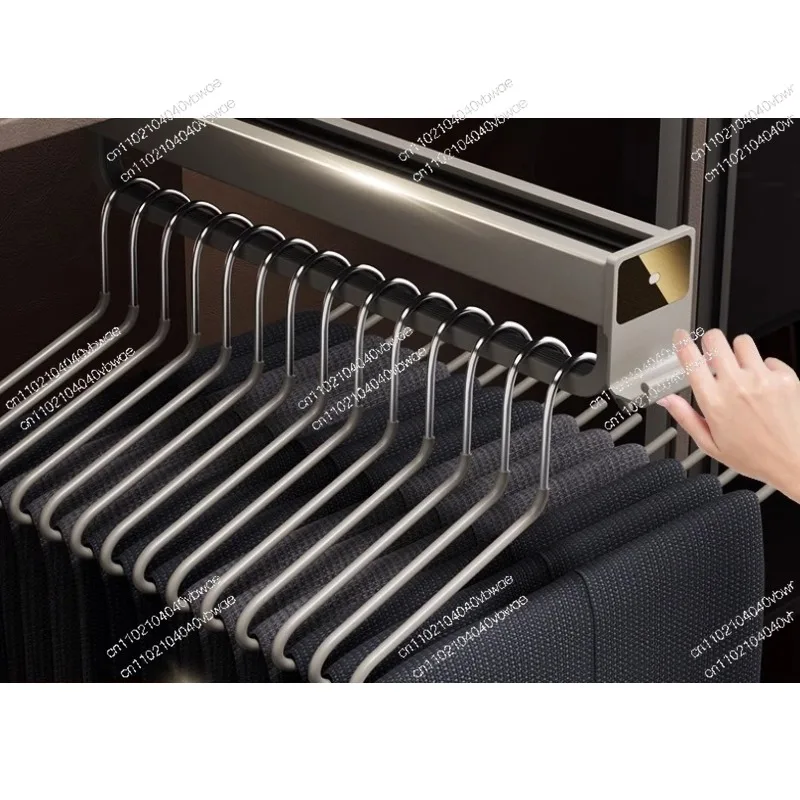 Multifunctional Telescopic Slide Rail Pants Rack, Household Built-in Pull-out Top Damping Buffer Pants Rack