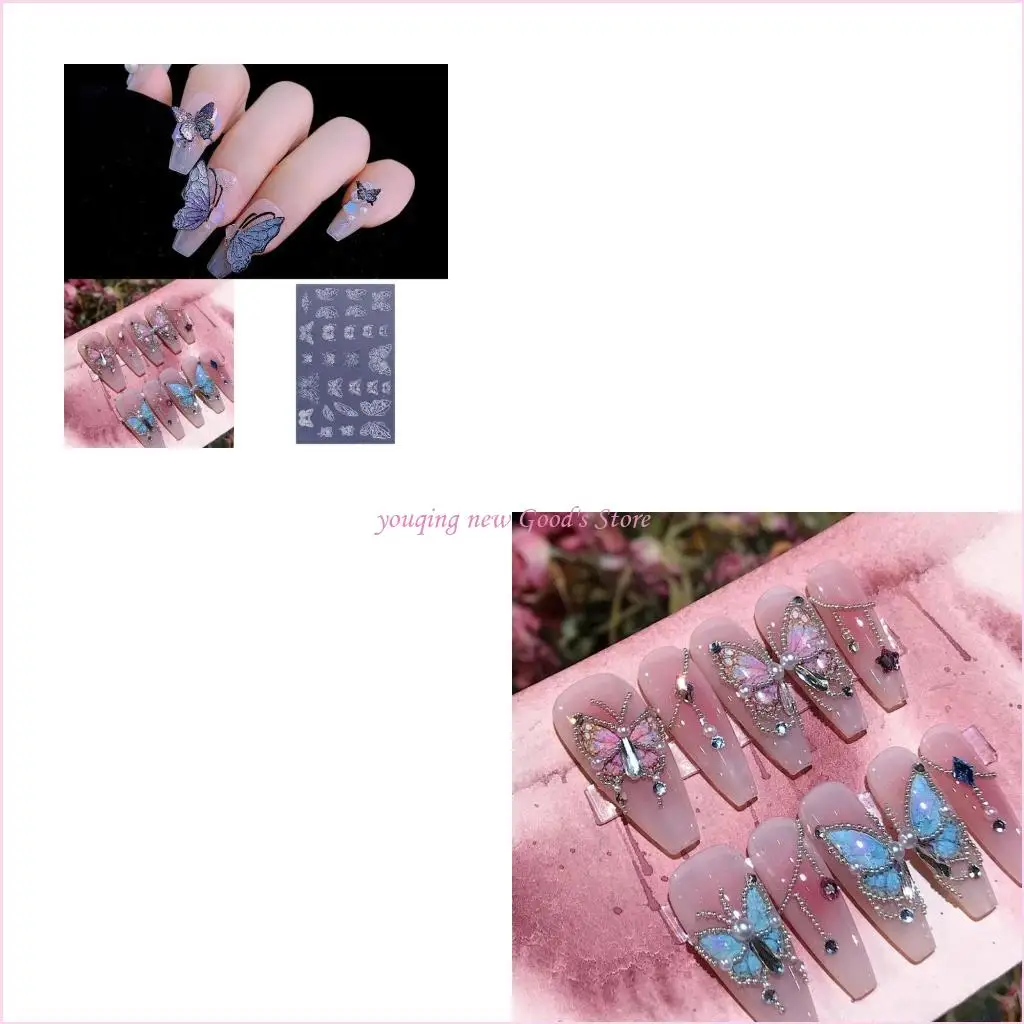 57QA Flexible Silicone Carving Mold Various Size Butterfly Embossing Stamping Mold Decorative Template Tool